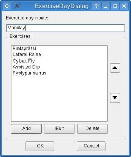 Picture of an exercise day dialog